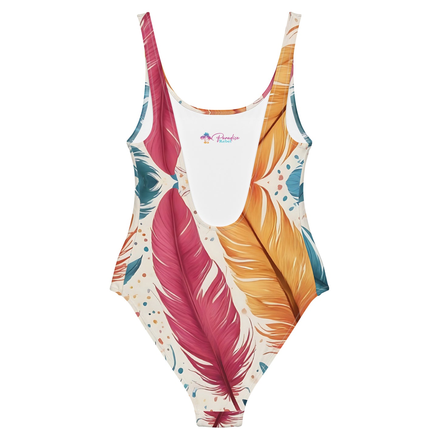 Feathers on White 1PC Swimsuit