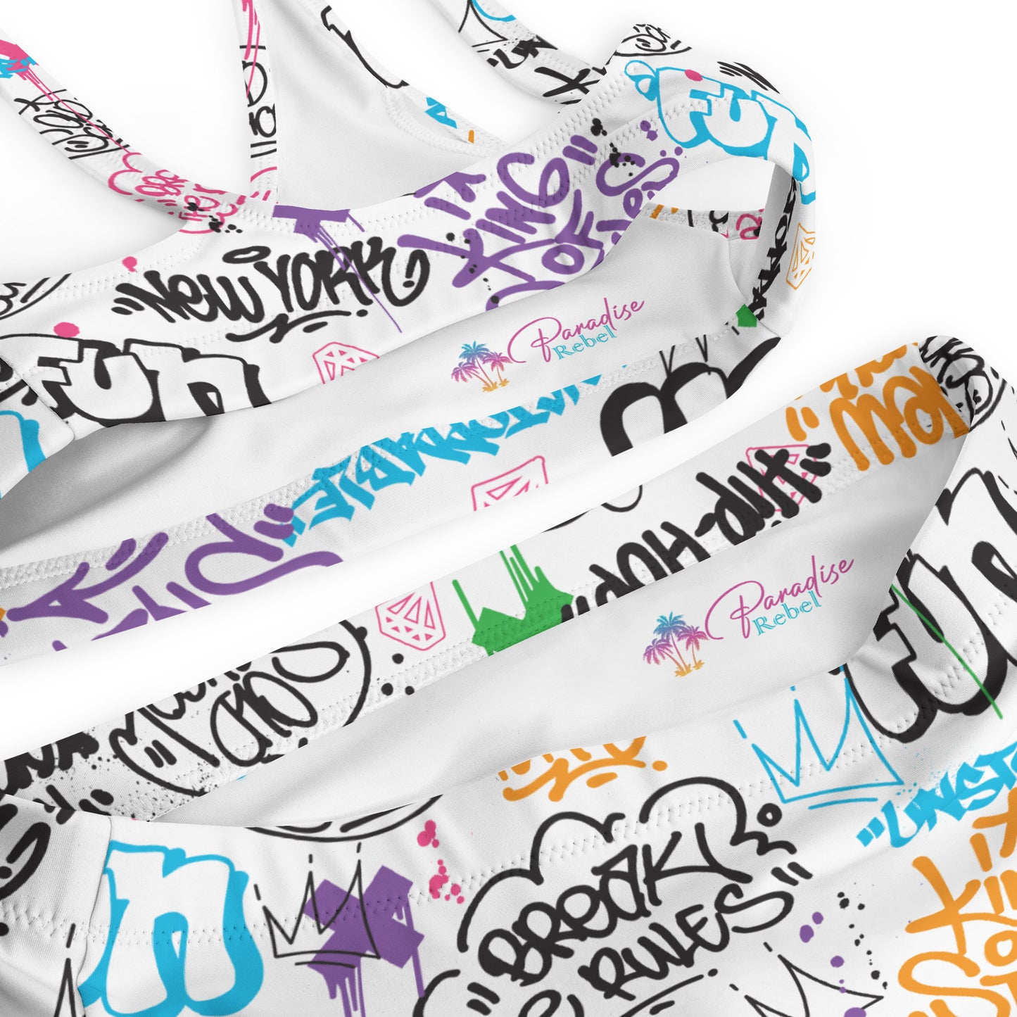 White Graffiti Art 2PC Swimsuit