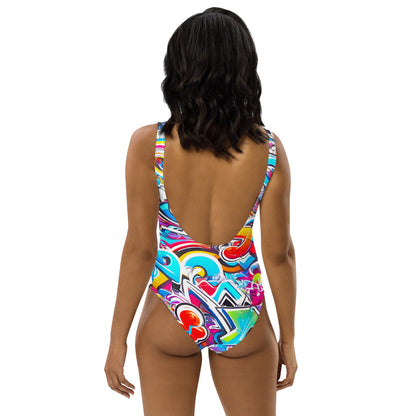 Colorful Graffiti Art 1PC Swimsuit