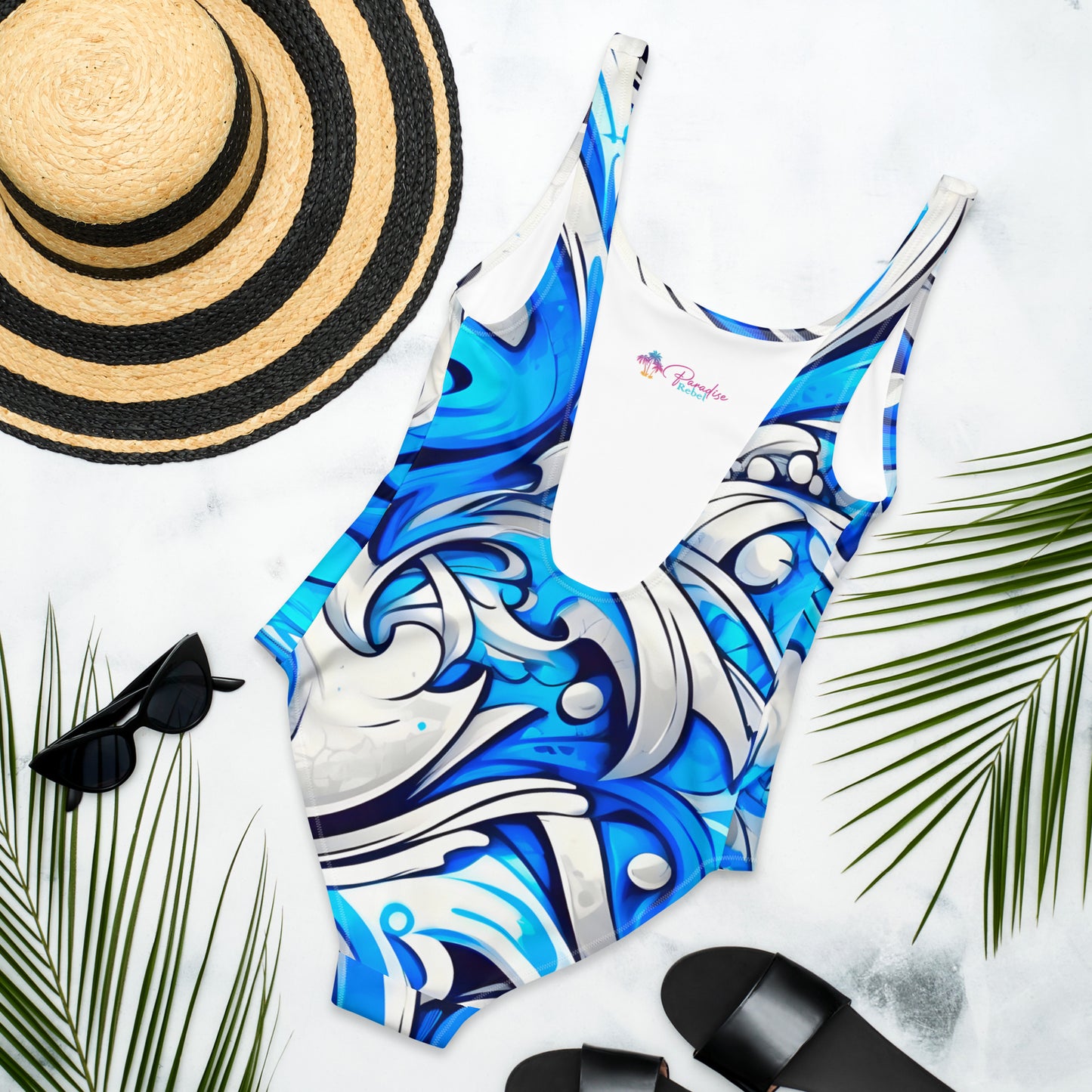 Blue Graffiti Art 1PC Swimsuit