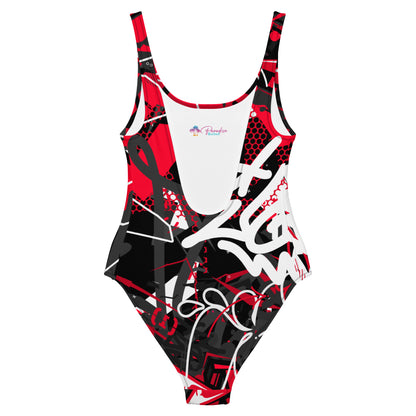 Black and Red Graffiti Art 1PC Swimsuit