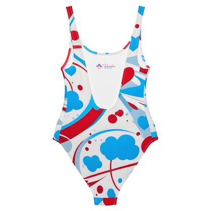 Cute Red and Blue Graffiti 1PC Swimsuit