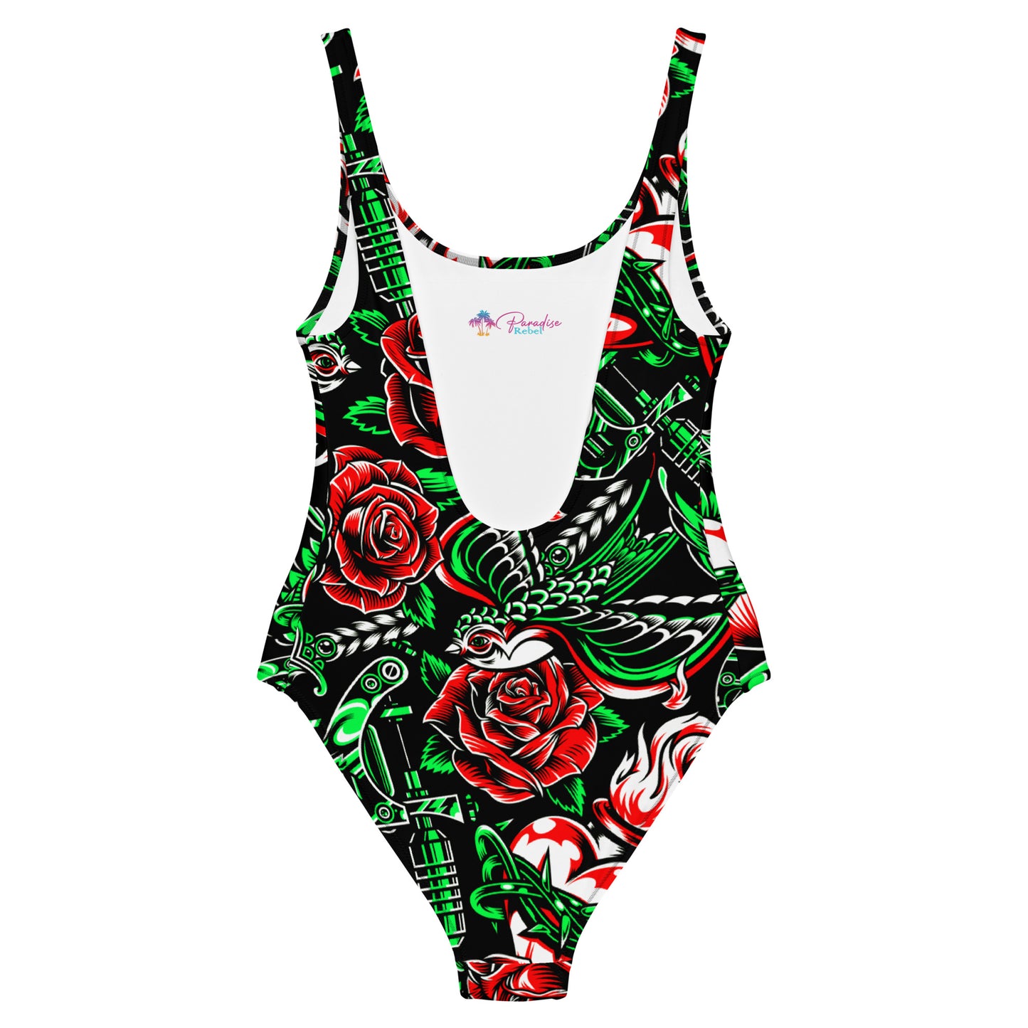 Rose and Bird Floral 1PC Swimsuit