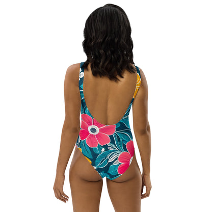 Simple Floral 1PC Swimsuit