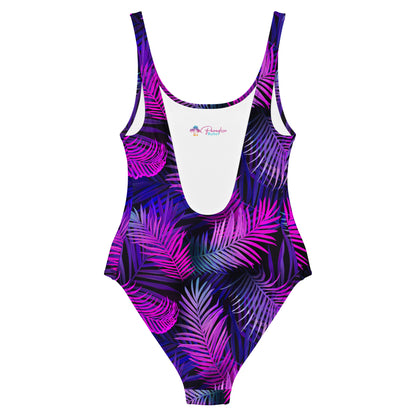 Purple Tropical Floral 1PC Swimsuit