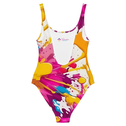 Pink Splash Art 1PC Swimsuit