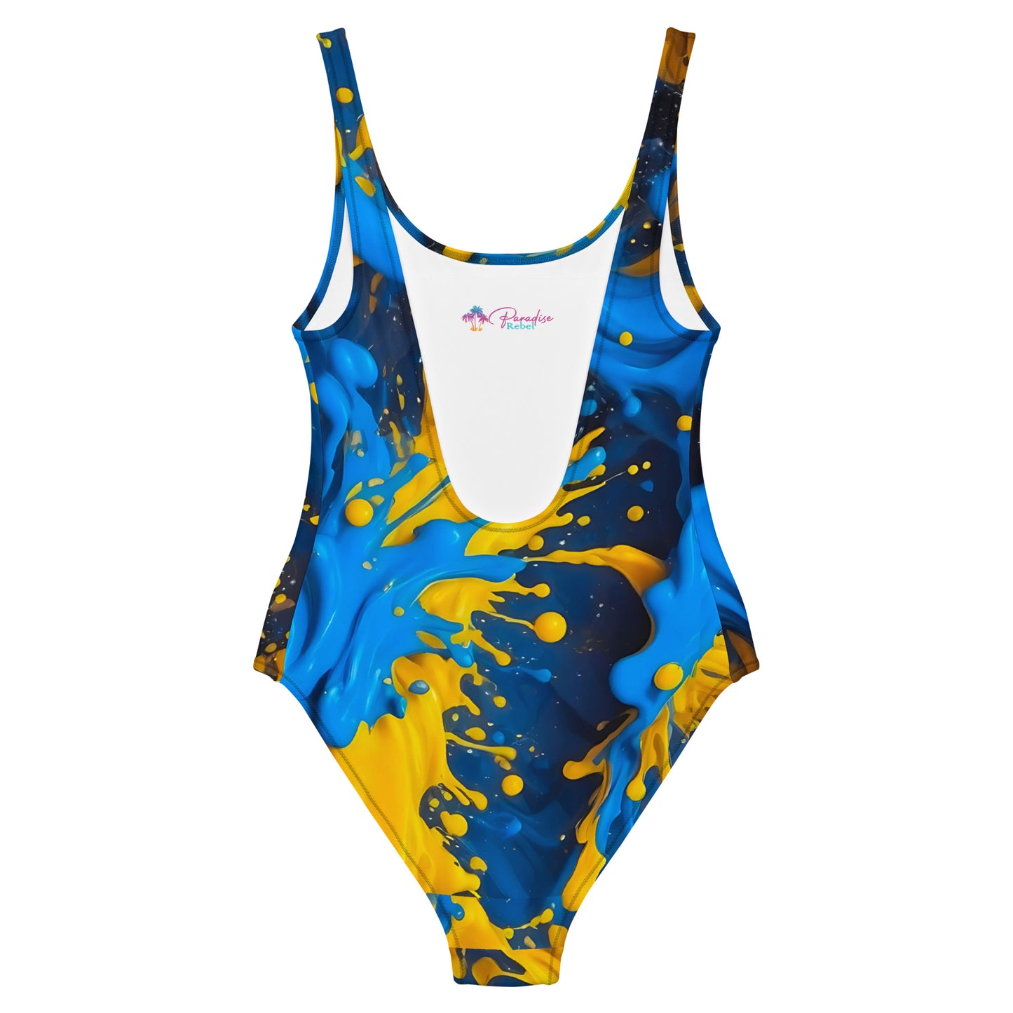 Blue and Yellow Splash Art 1PC Swimsuit