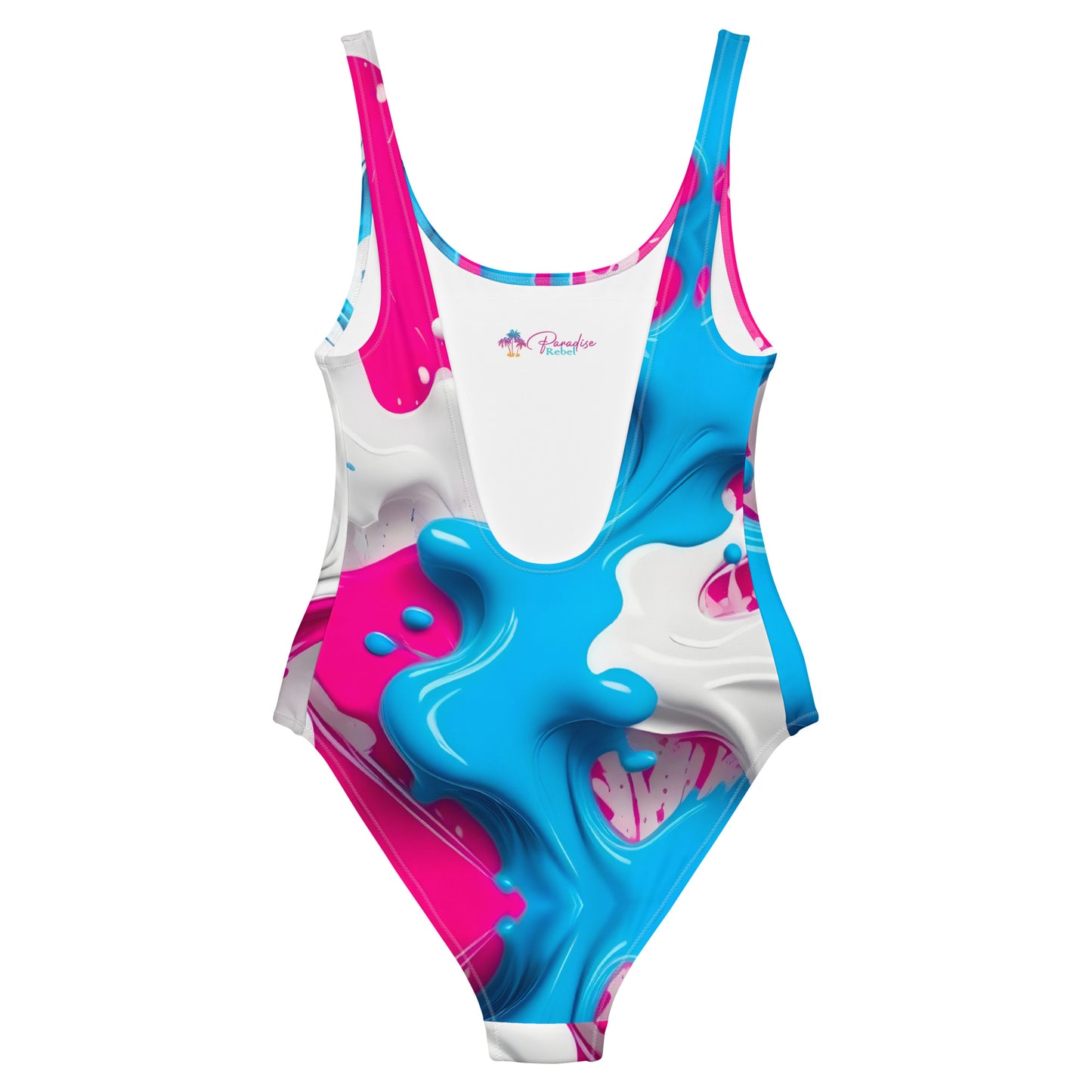 Blue and Pink Splash Art 1PC Swimsuit