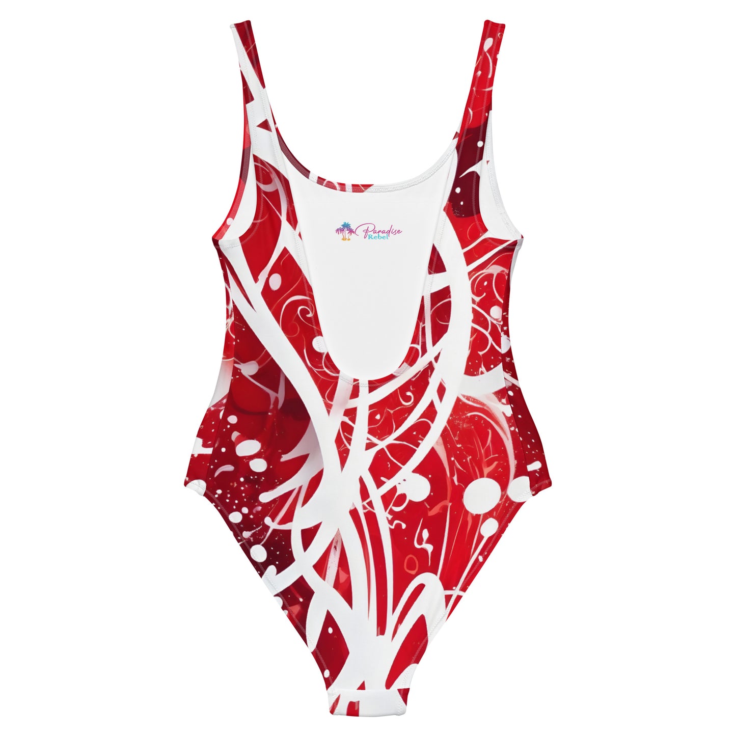 Red and White Splash Art 1PC Swimsuit