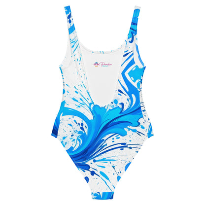 Frosty Blue Splash Art 1PC Swimsuit