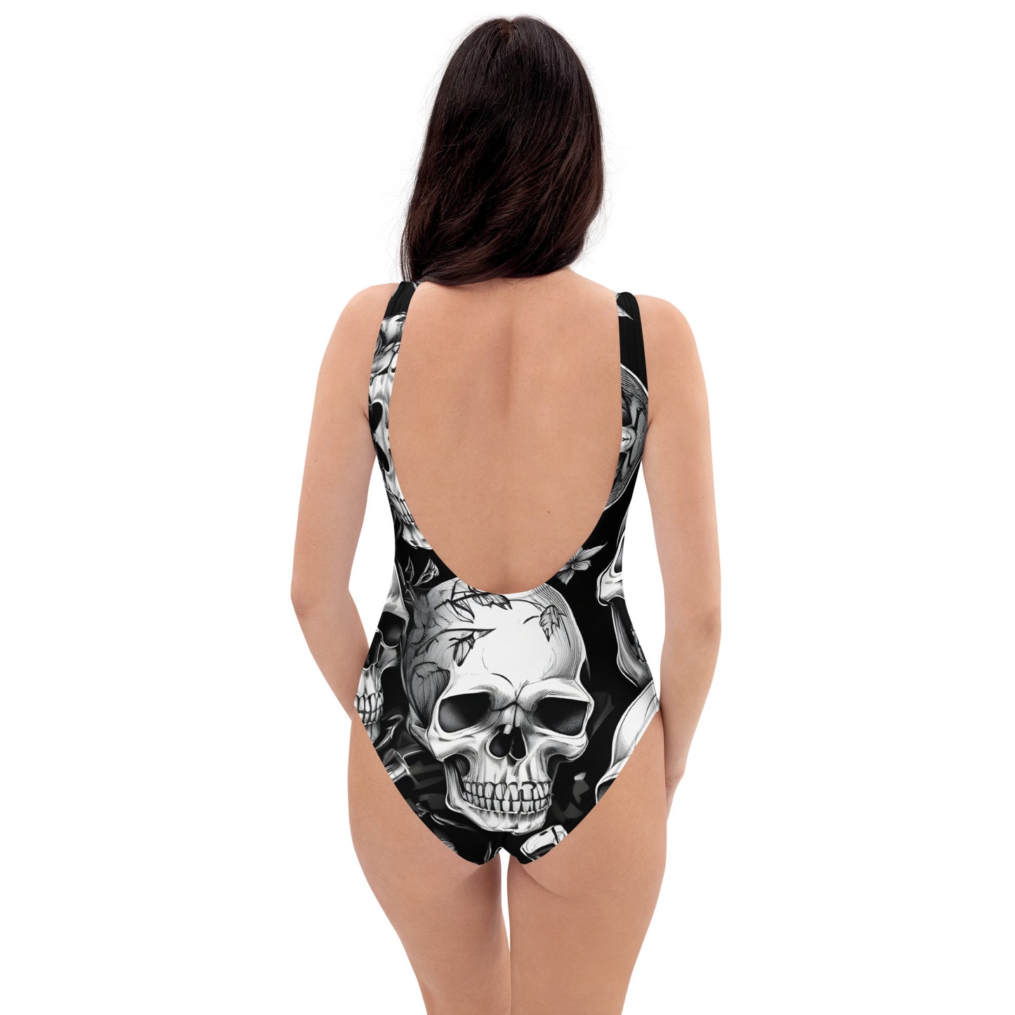 Skulls Dark 1PC Swimsuit