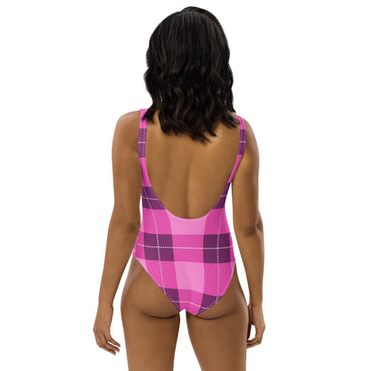 Pink Plaid 1PC Swimsuit