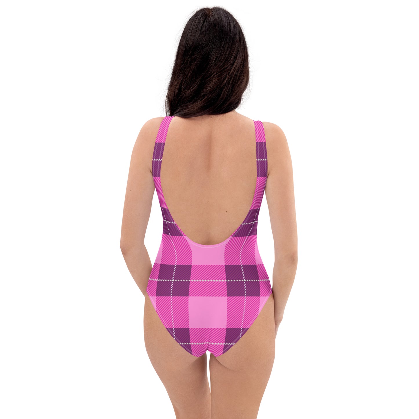 Pink Plaid 1PC Swimsuit