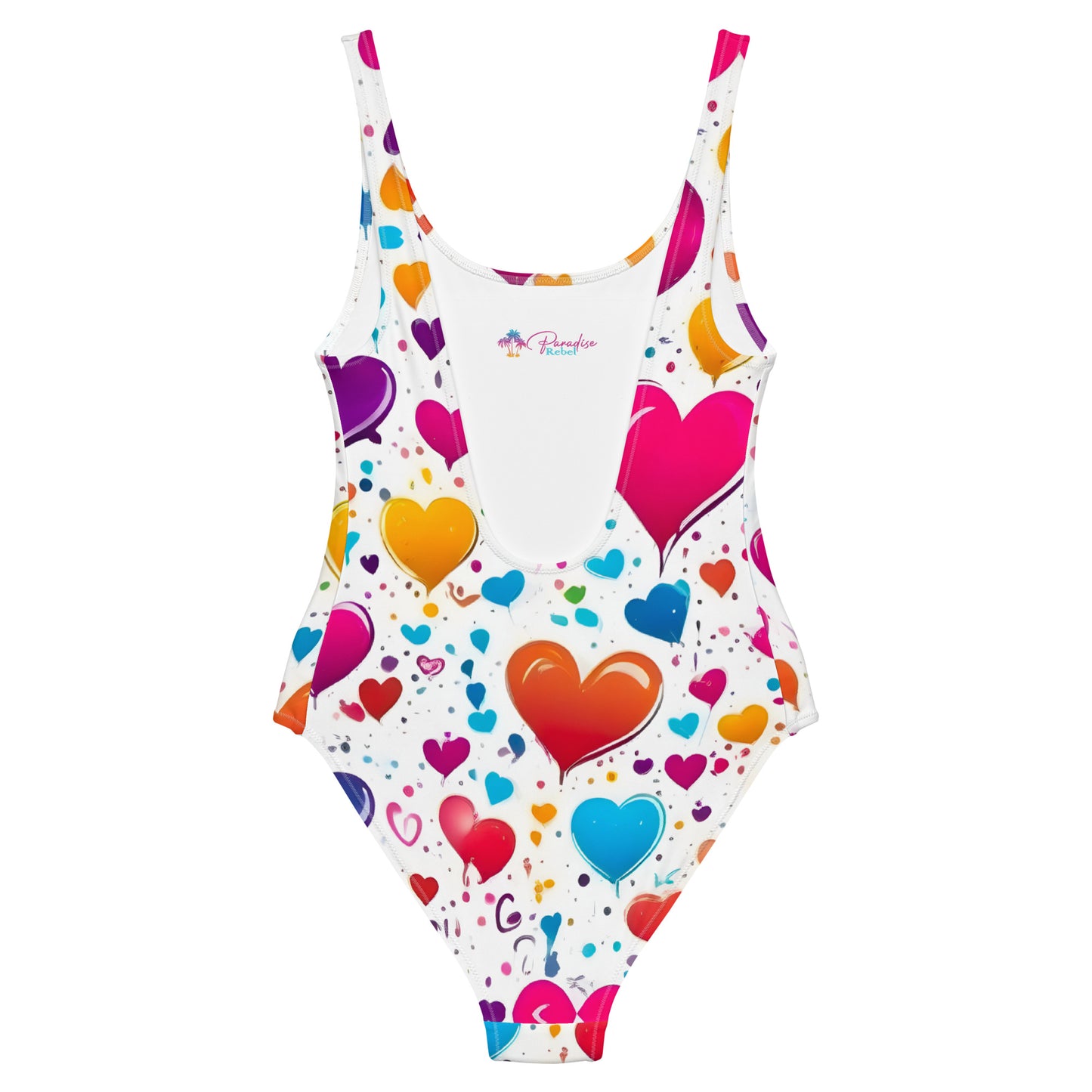 Colorful Hearts on White 1PC Swimsuit