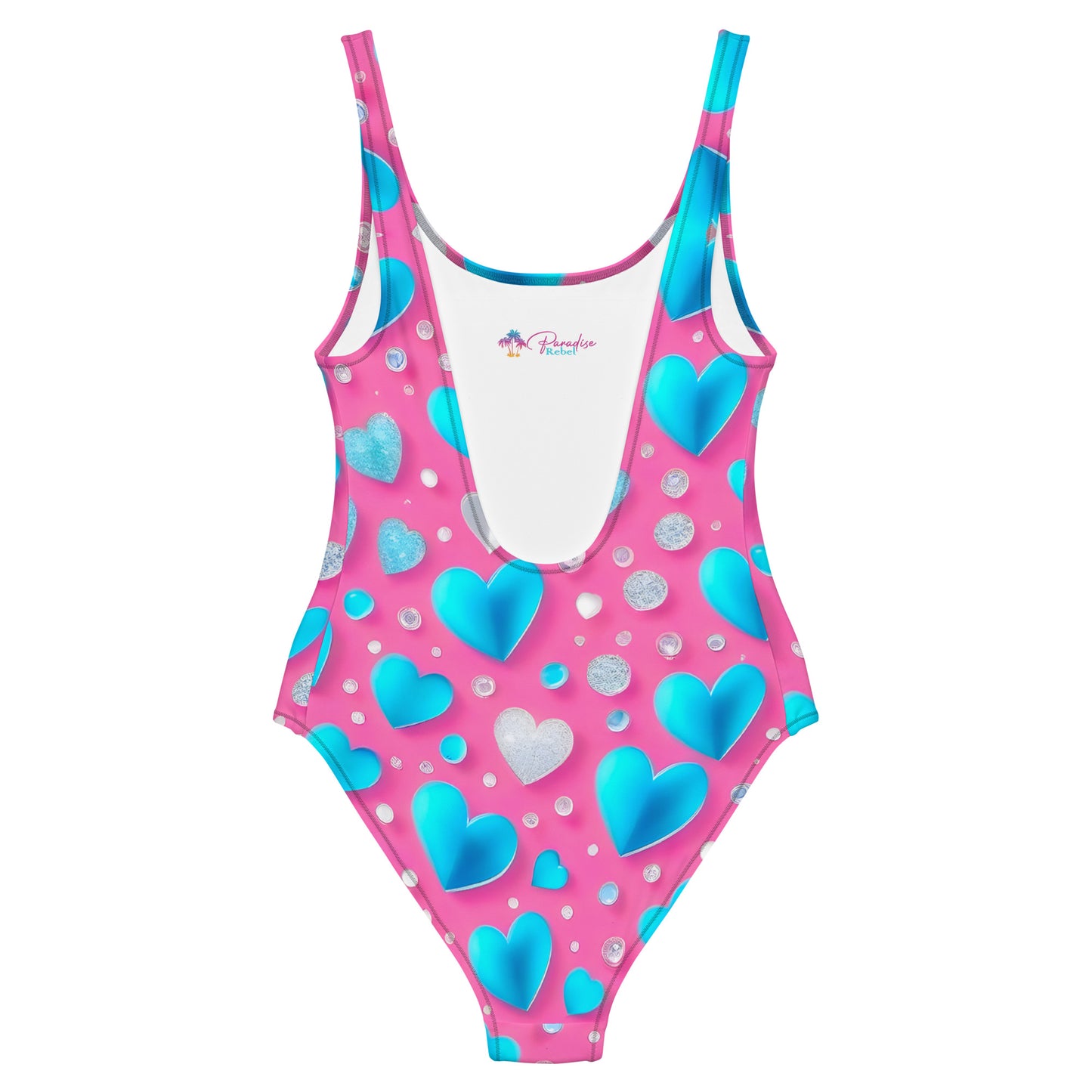 Cute Blue Hearts on Pink 1PC Swimsuit