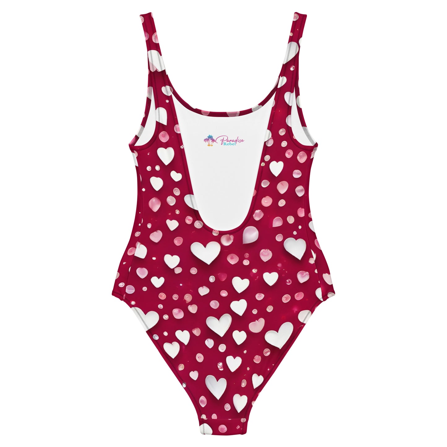 Rain of Hearts on Red 1PC Swimsuit