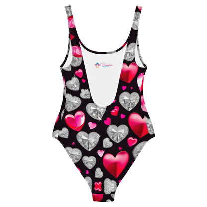 Hearts on Black 1PC Swimsuit