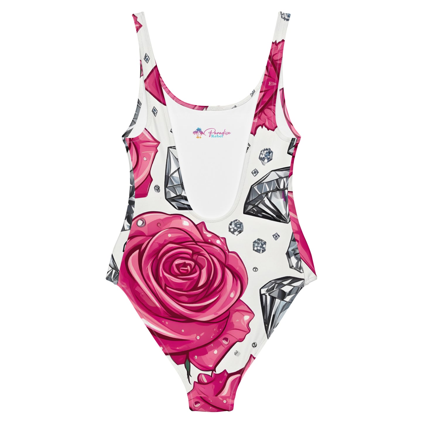 Roses and Diamonds on White 1PC Swimsuit