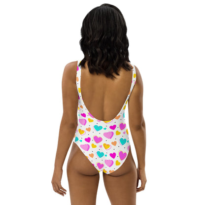 Sweet Colorful Hearts 1PC Swimsuit