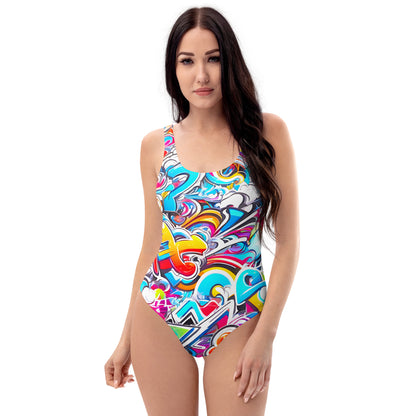 Colorful Graffiti Art 1PC Swimsuit