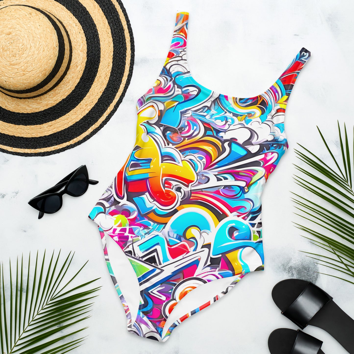 Colorful Graffiti Art 1PC Swimsuit