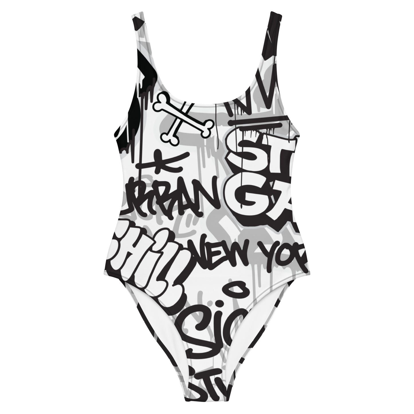 Black and White Graffiti Art 1PC Swimsuit