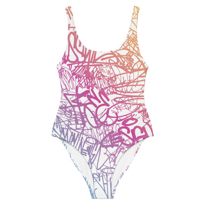 Positive Colorful Graffiti Art 1PC Swimsuit