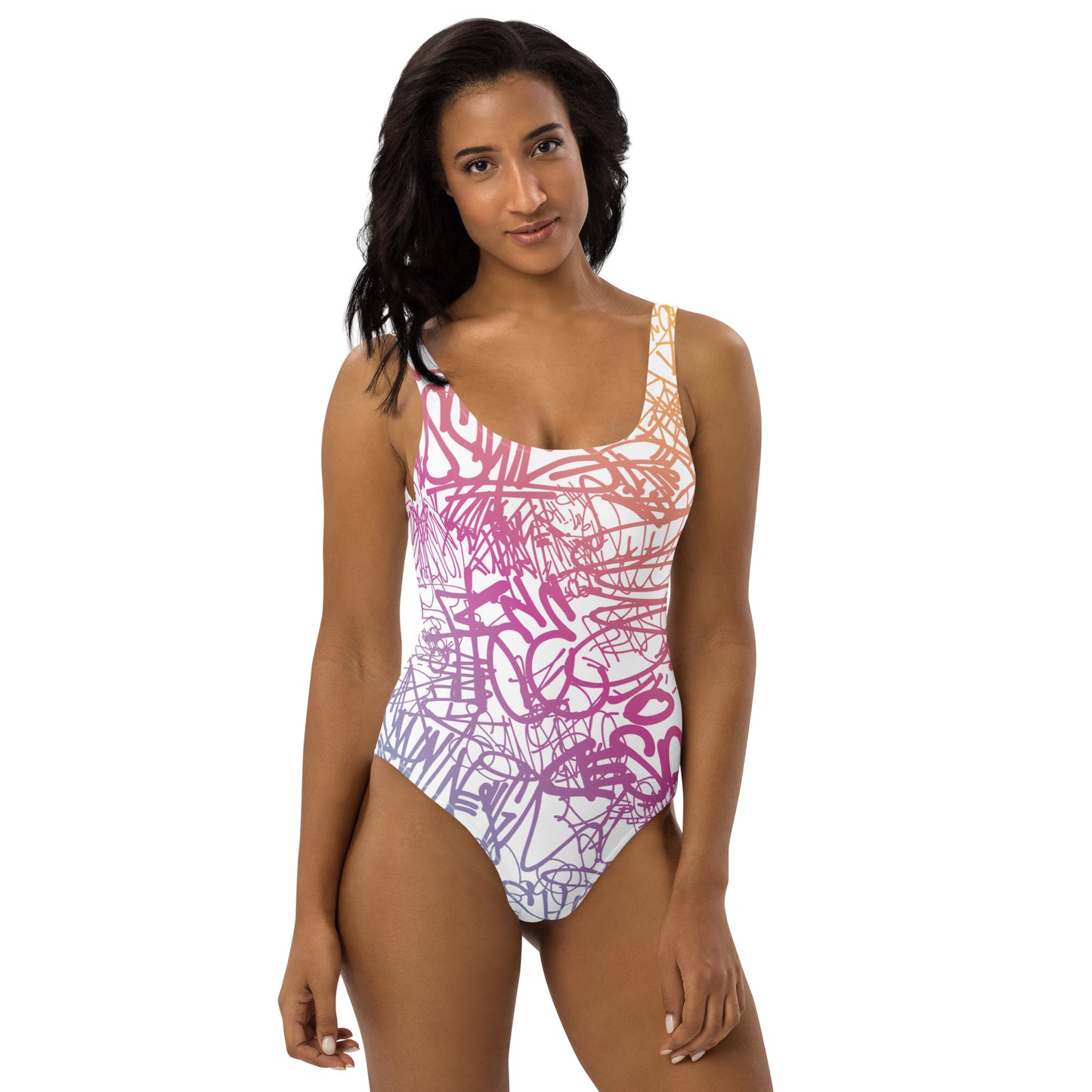 Positive Colorful Graffiti Art 1PC Swimsuit