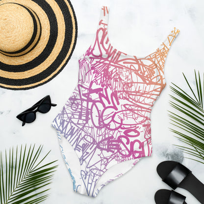 Positive Colorful Graffiti Art 1PC Swimsuit