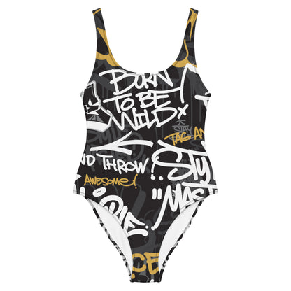 Captions Graffiti Art  1PC Swimsuit