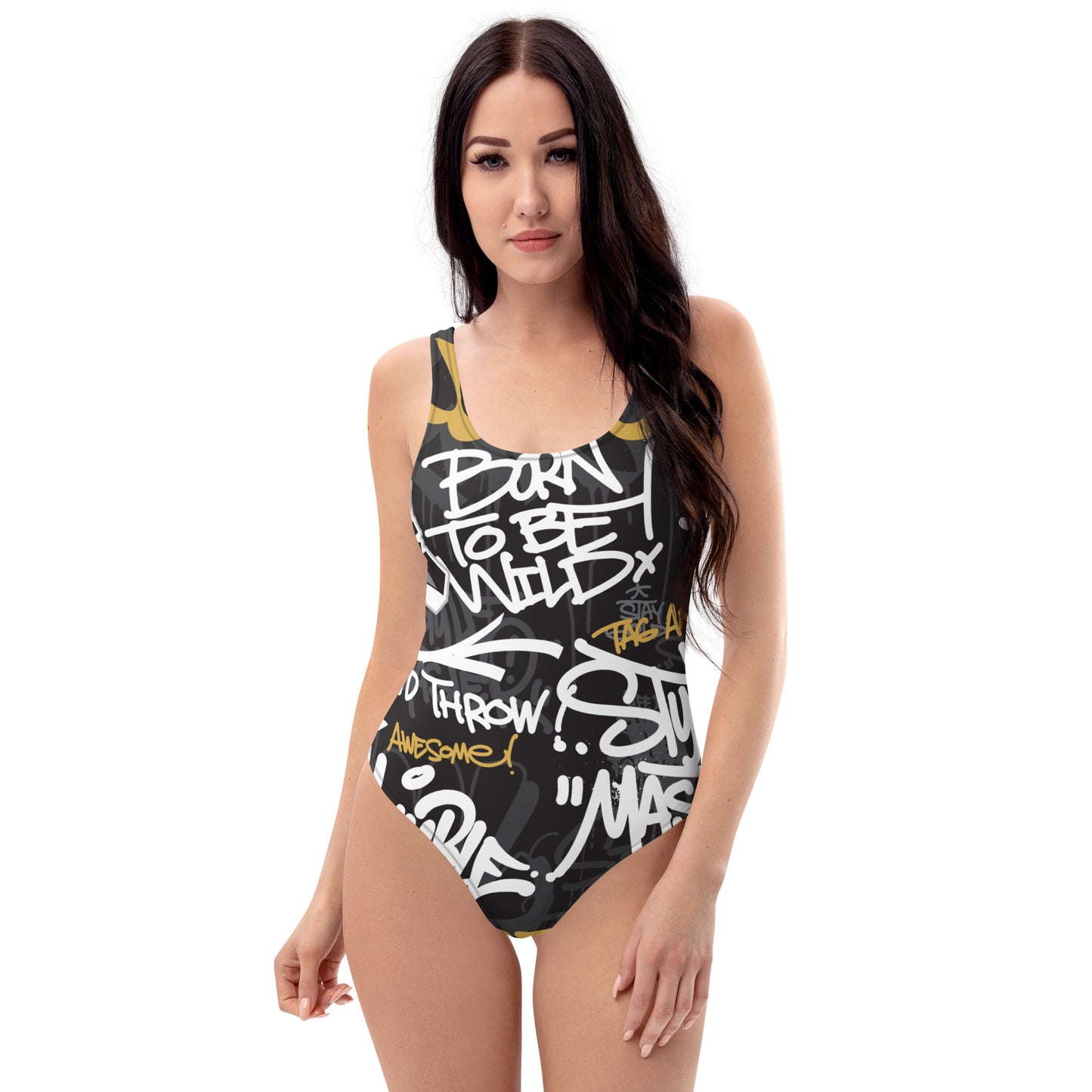 Captions Graffiti Art  1PC Swimsuit