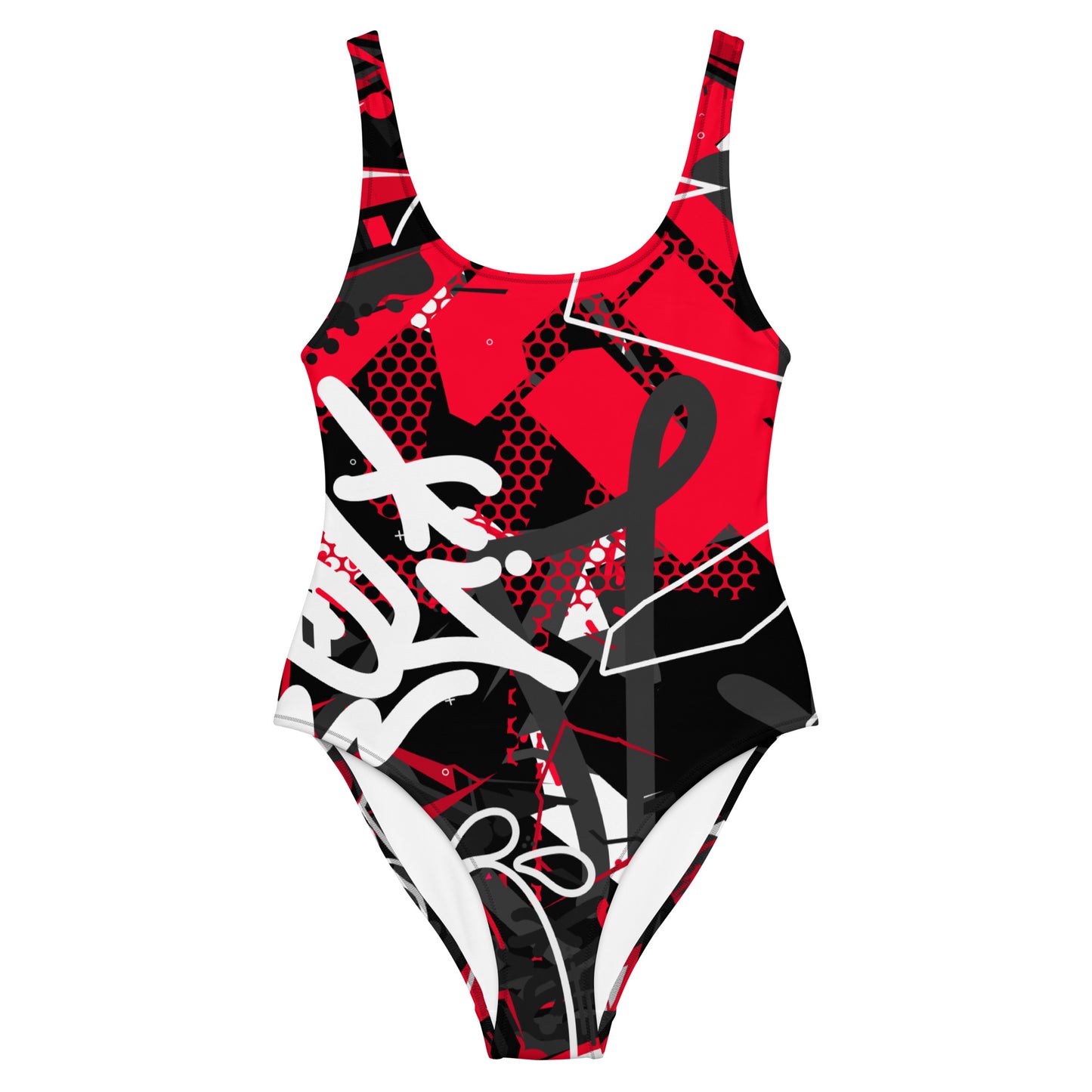 Black and Red Graffiti Art 1PC Swimsuit