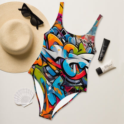 Dark Graffiti  1PC Swimsuit