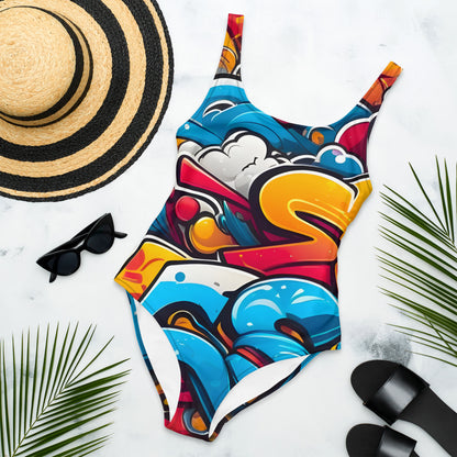 Cute Graffiti 1PC Swimsuit