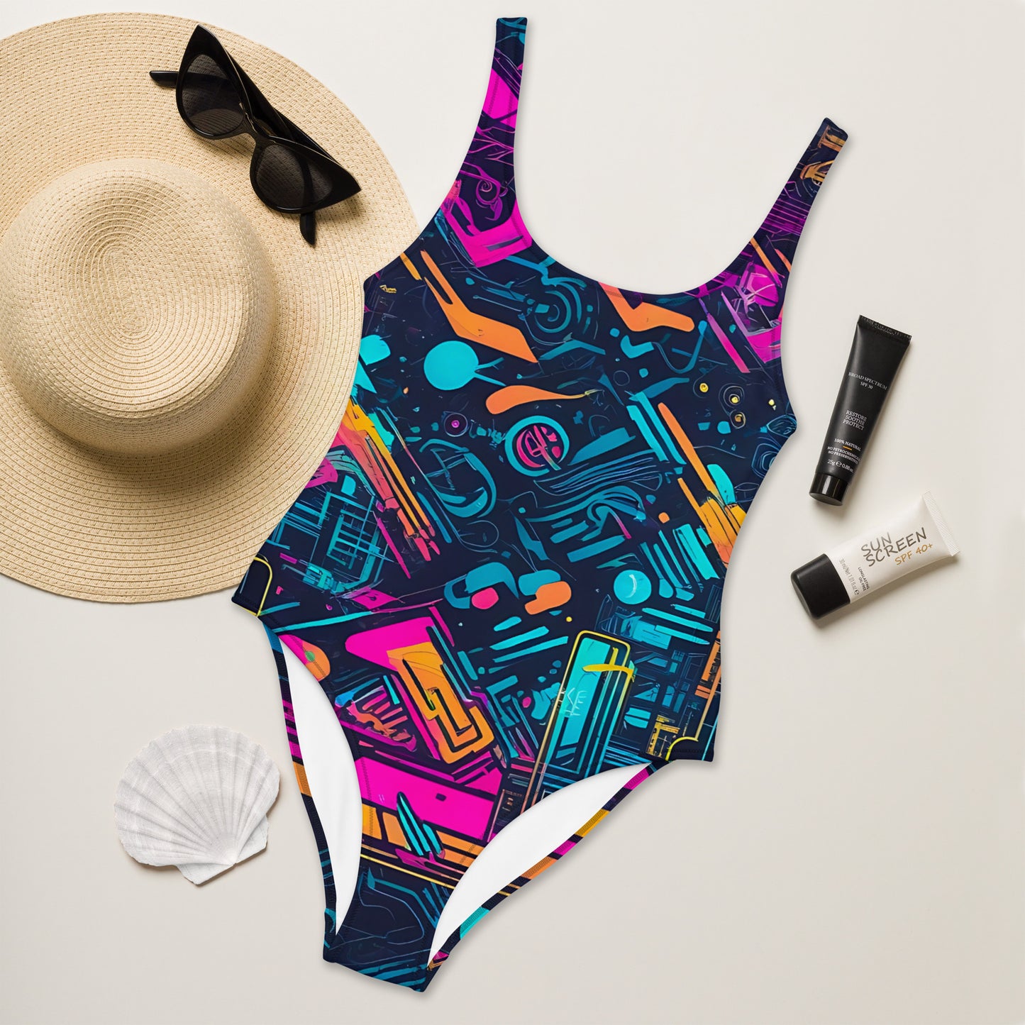 Cyber Graffiti 1PC Swimsuit