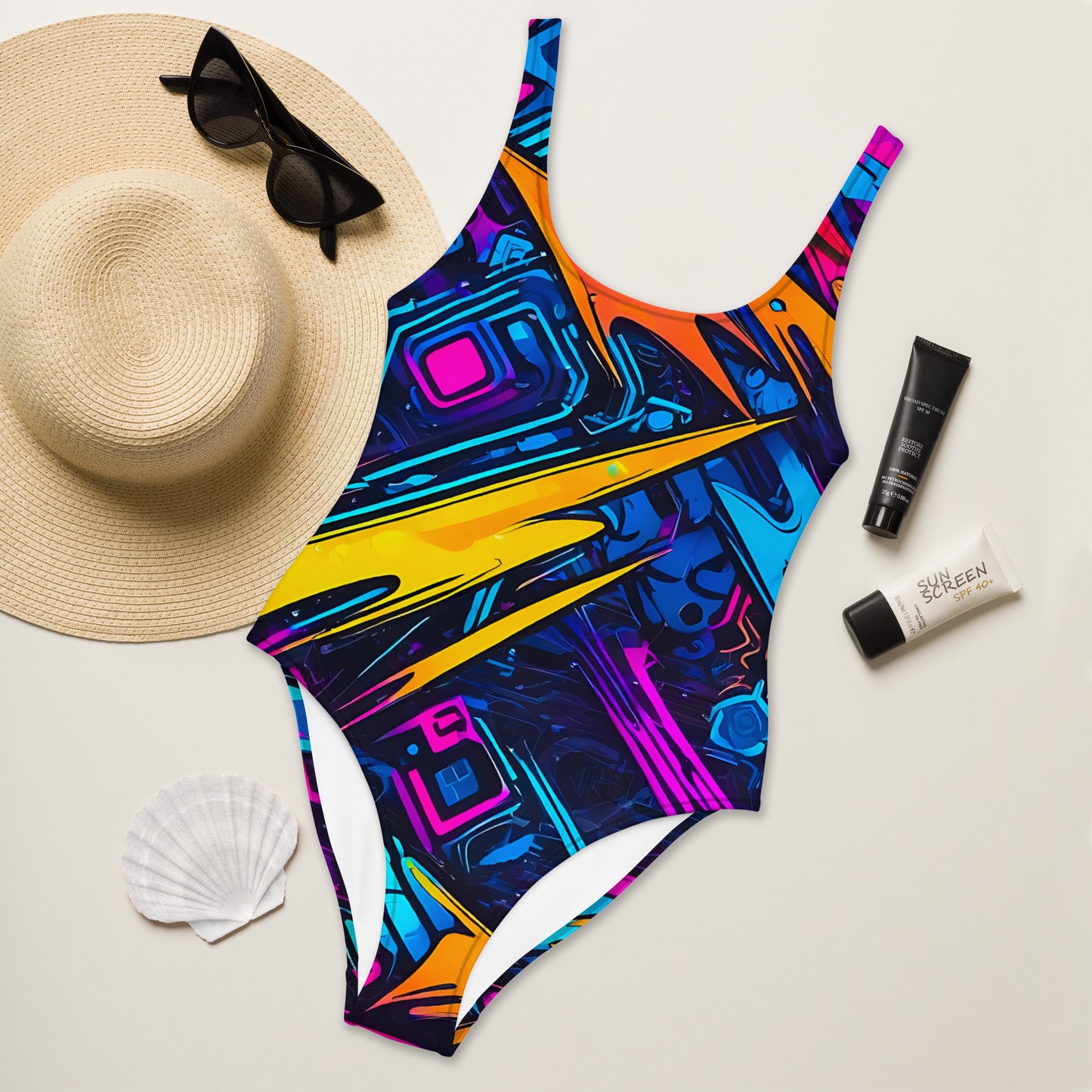 Lightning Graffiti Art 1PC Swimsuit