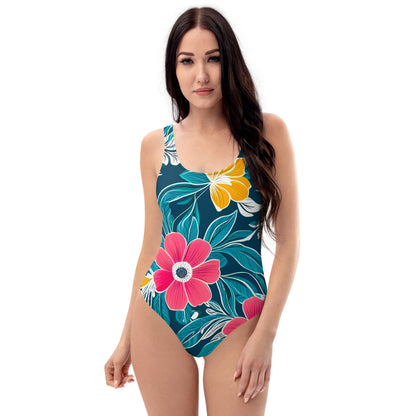 Simple Floral 1PC Swimsuit