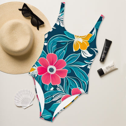 Simple Floral 1PC Swimsuit