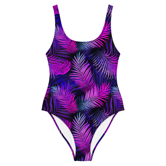 Purple Tropical Floral 1PC Swimsuit