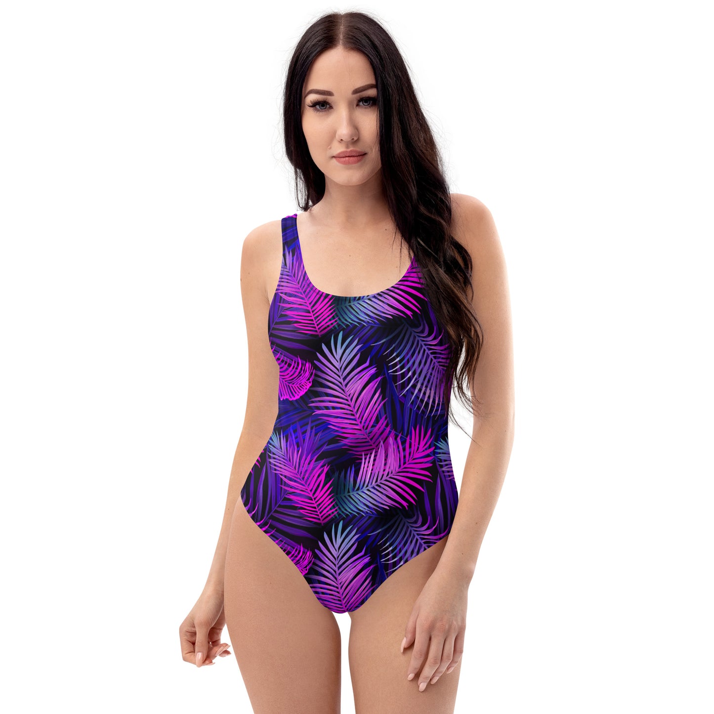 Purple Tropical Floral 1PC Swimsuit