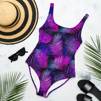 Purple Tropical Floral 1PC Swimsuit