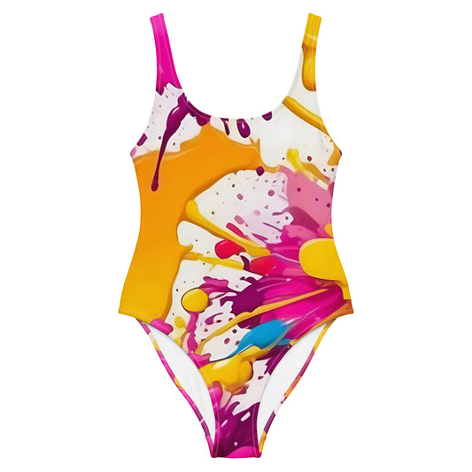 Pink Splash Art 1PC Swimsuit