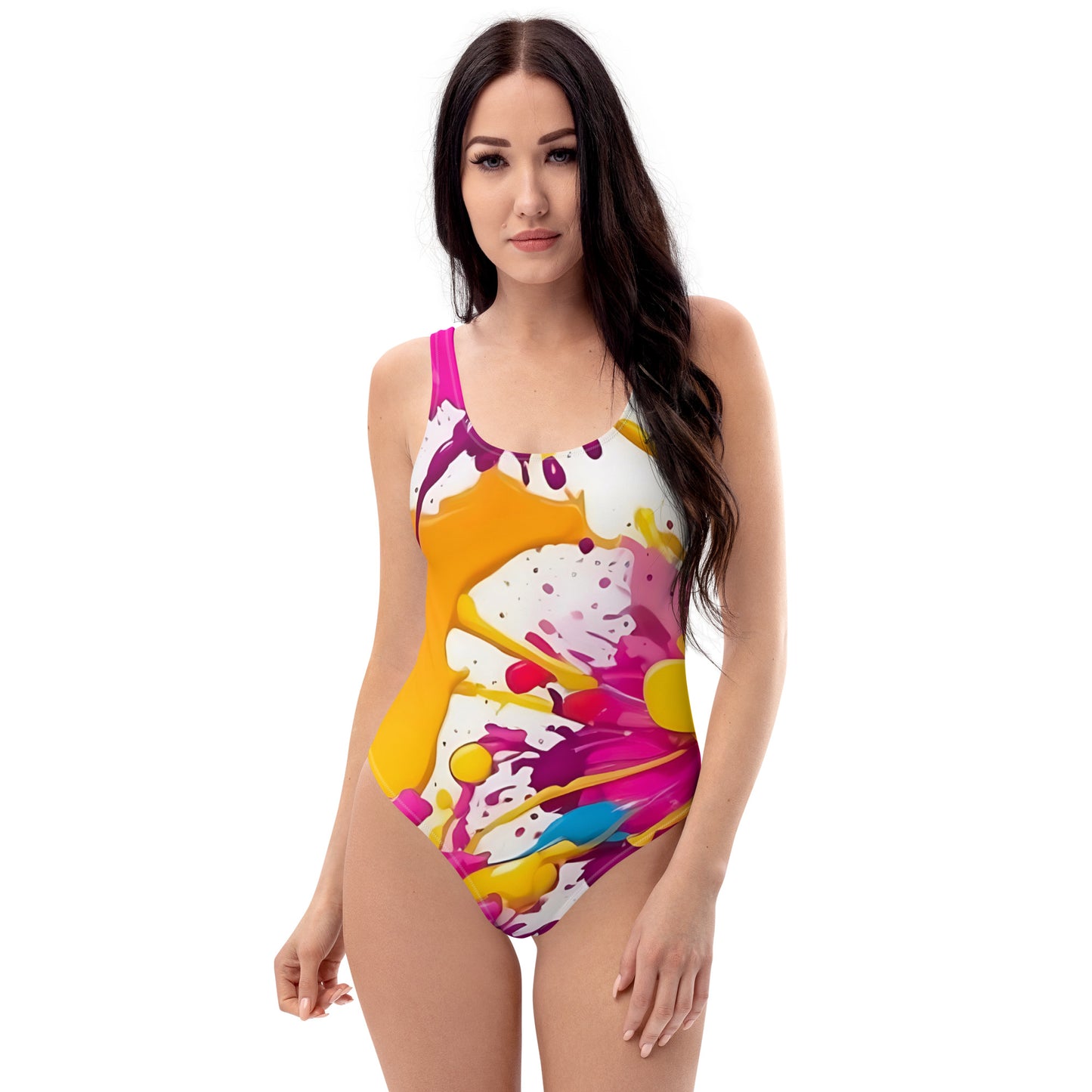 Pink Splash Art 1PC Swimsuit