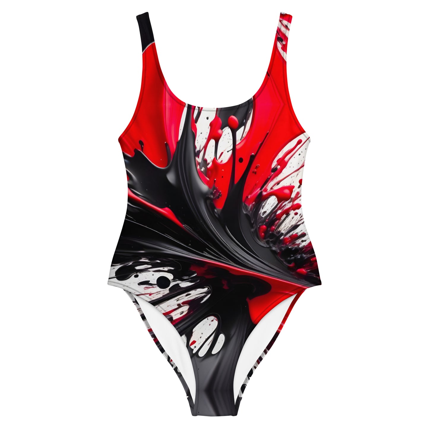 Red and Black Splash Art 1PC Swimsuit