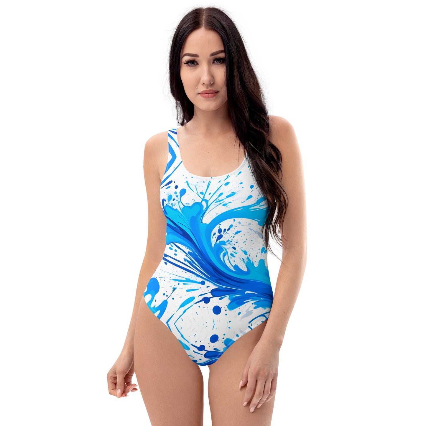 Frosty Blue Splash Art 1PC Swimsuit