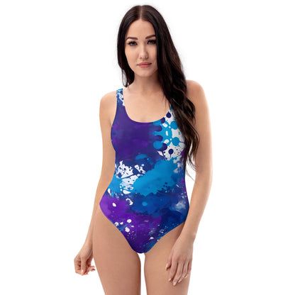 Blue and Purple Splash Art 1PC Swimsuit