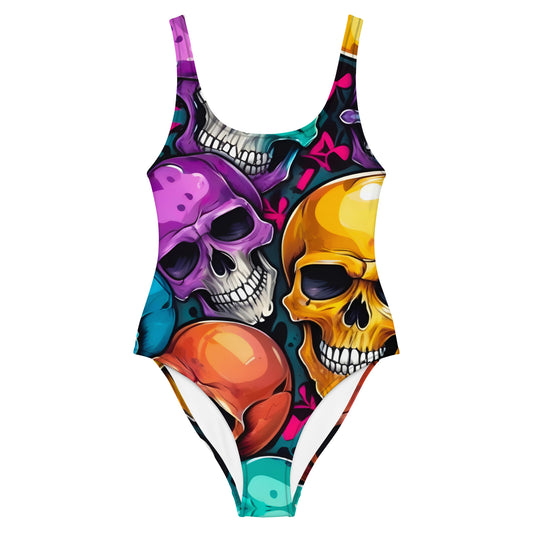 Colorful Skulls 1PC Swimsuit