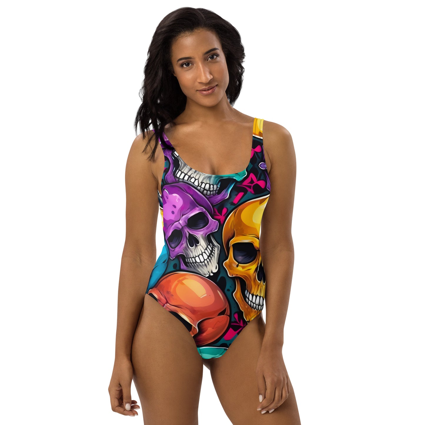 Colorful Skulls 1PC Swimsuit