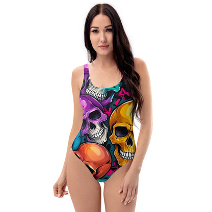 Colorful Skulls 1PC Swimsuit