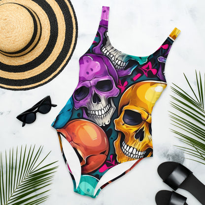 Colorful Skulls 1PC Swimsuit